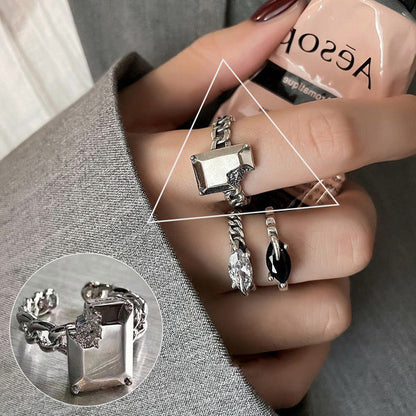 Silver Ring for Women Fashion Creative Irregular Geometric Aestethic Open Rings Birthday Party Jewelry Gift