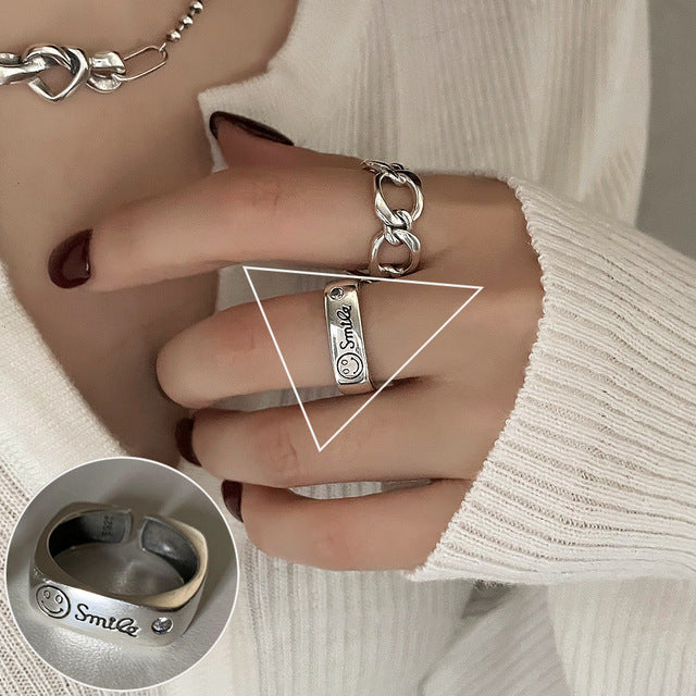 Silver Ring for Women Fashion Creative Irregular Geometric Aestethic Open Rings Birthday Party Jewelry Gift