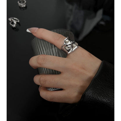 Silver Ring for Women Fashion Creative Irregular Geometric Aestethic Open Rings Birthday Party Jewelry Gift