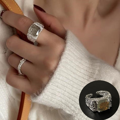 Silver Ring for Women Fashion Creative Irregular Geometric Aestethic Open Rings Birthday Party Jewelry Gift