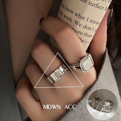 Silver Ring for Women Fashion Creative Irregular Geometric Aestethic Open Rings Birthday Party Jewelry Gift