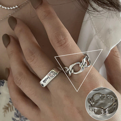 Silver Ring for Women Fashion Creative Irregular Geometric Aestethic Open Rings Birthday Party Jewelry Gift