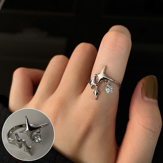 Silver Ring for Women Fashion Creative Irregular Geometric Aestethic Open Rings Birthday Party Jewelry Gift